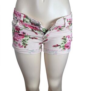 Vanilla Star.   Pink and Cream Jean Shorts with Floral Design